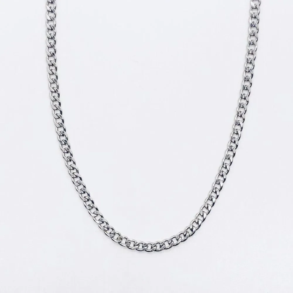 Silver Cuban Link Mask Chain Necklace (Unisex)